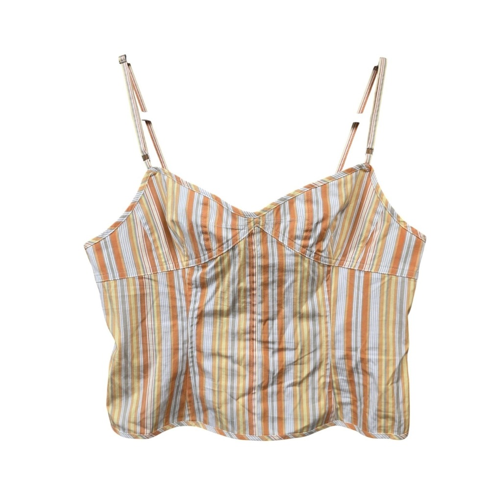 VTG Y2K Express Tank Top Women 14 Artsy Stripe Sweetheart Camisole Babydoll NEW